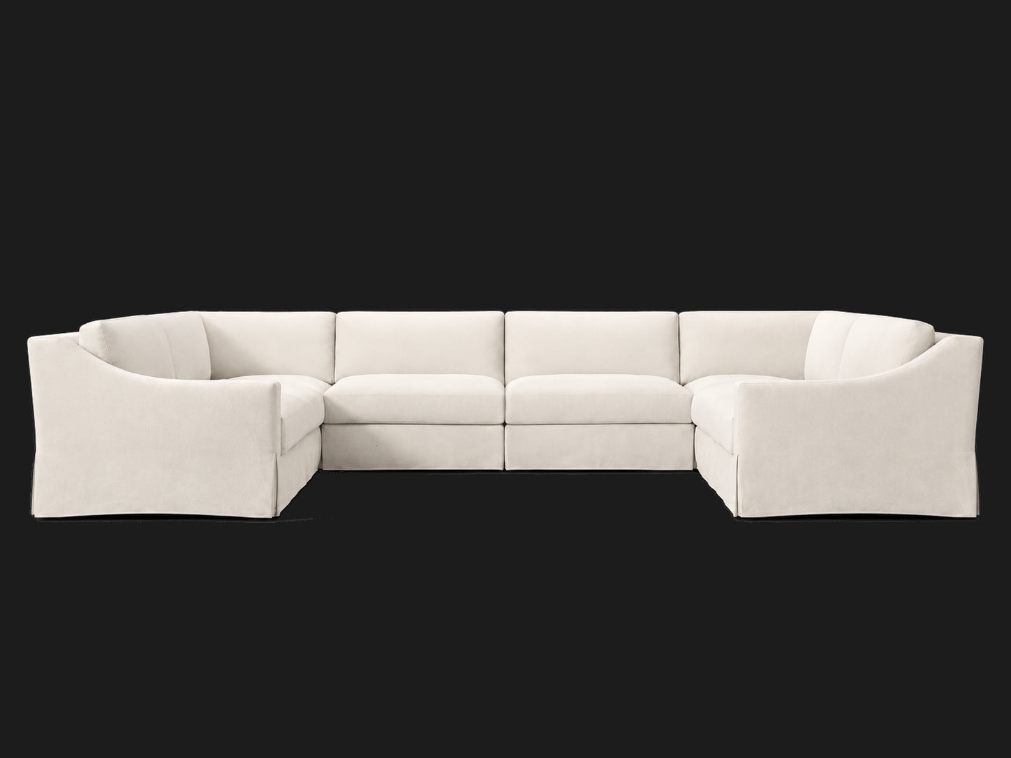 MODENA Slipcovered Modular Slope Arm 6-Piece U-Sectional — Italian Brushed Wool Vanilla — front