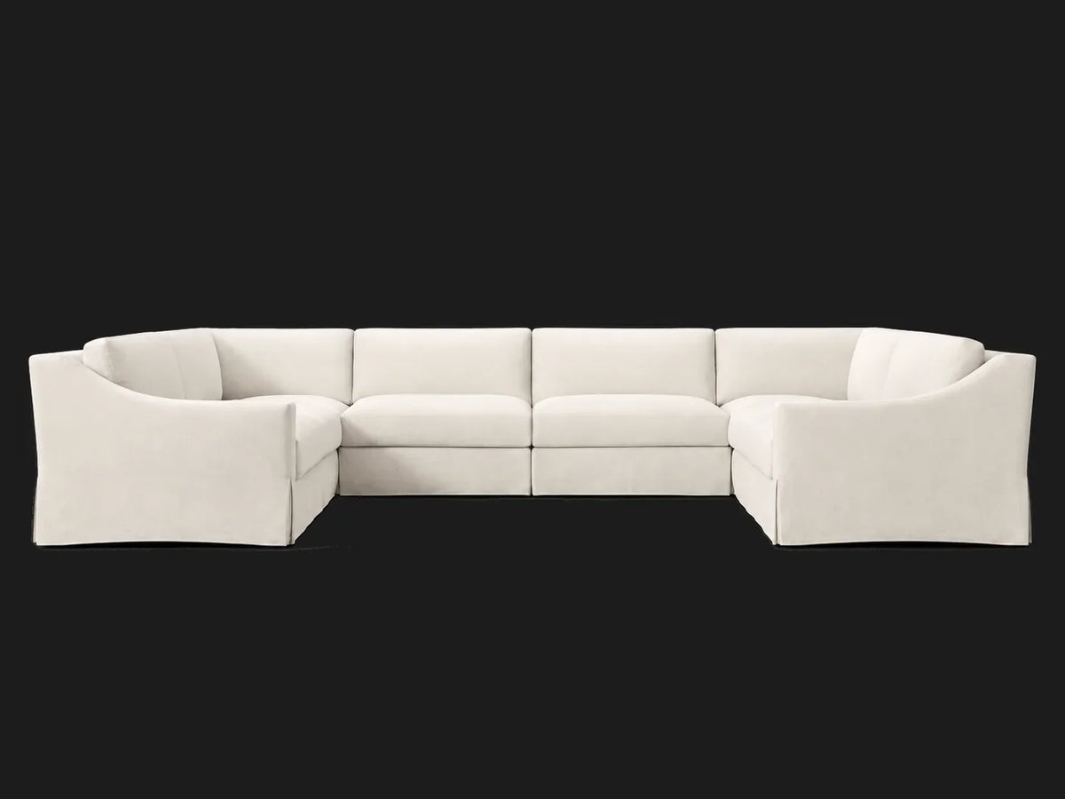MODENA Slipcovered Modular Slope Arm 6-Piece U-Sectional — Italian Brushed Wool Vanilla — front