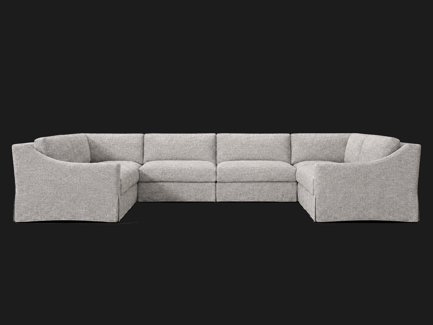 MODENA Slipcovered Modular Slope Arm 6-Piece U-Sectional — Heritage Belgian Linen Agate