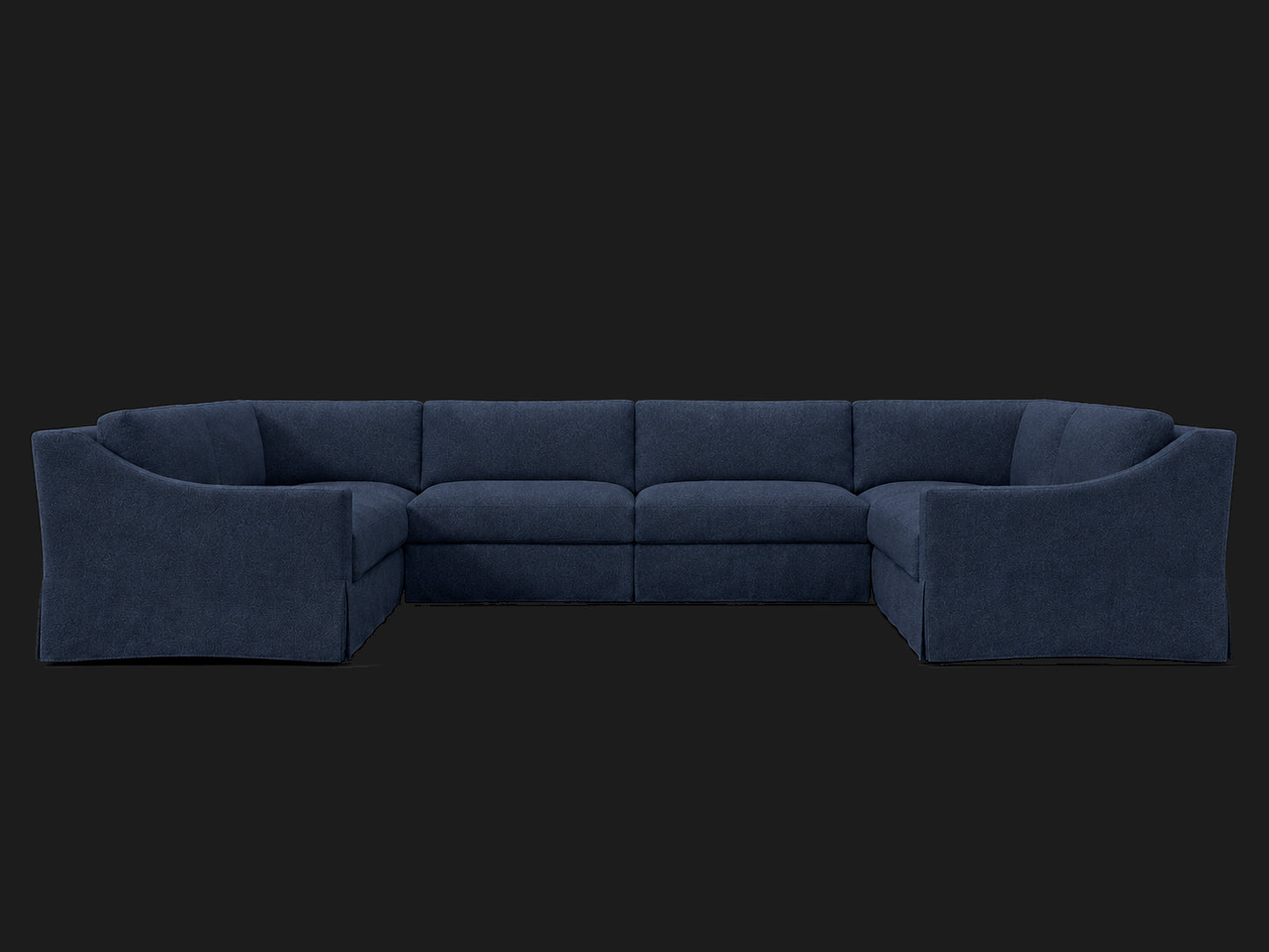 MODENA Slipcovered Modular Slope Arm 6-Piece U-Sectional — Performance Linen Weave Bay