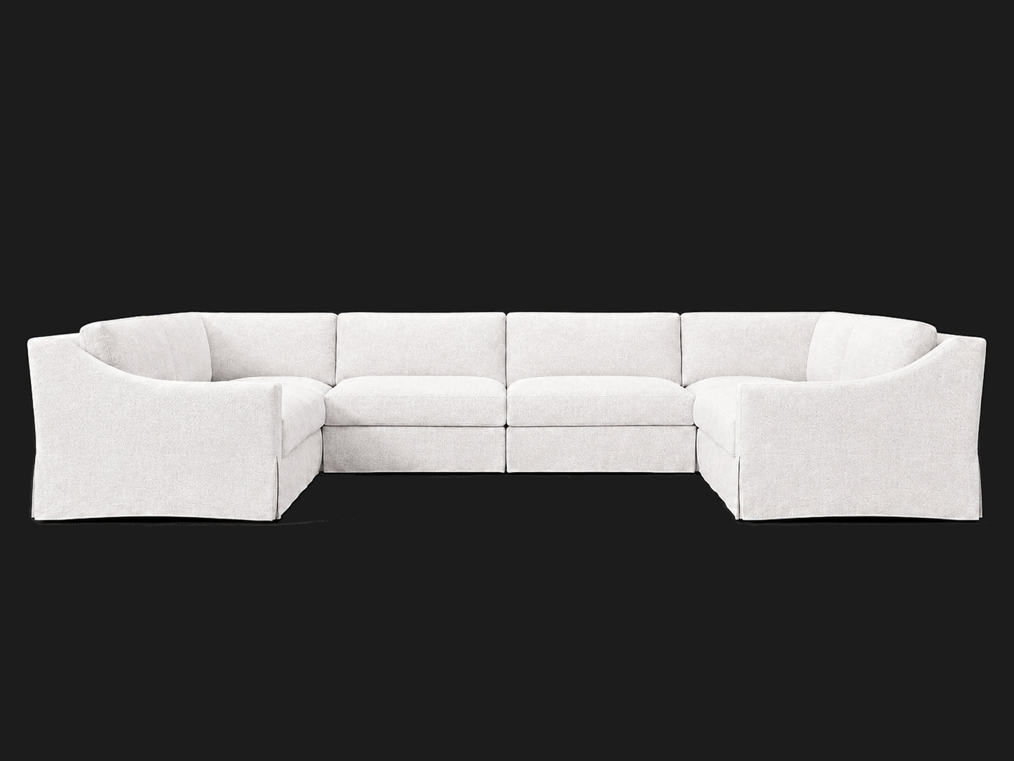 MODENA Slipcovered Modular Slope Arm 6-Piece U-Sectional — Performance Woven Chenille Lace
