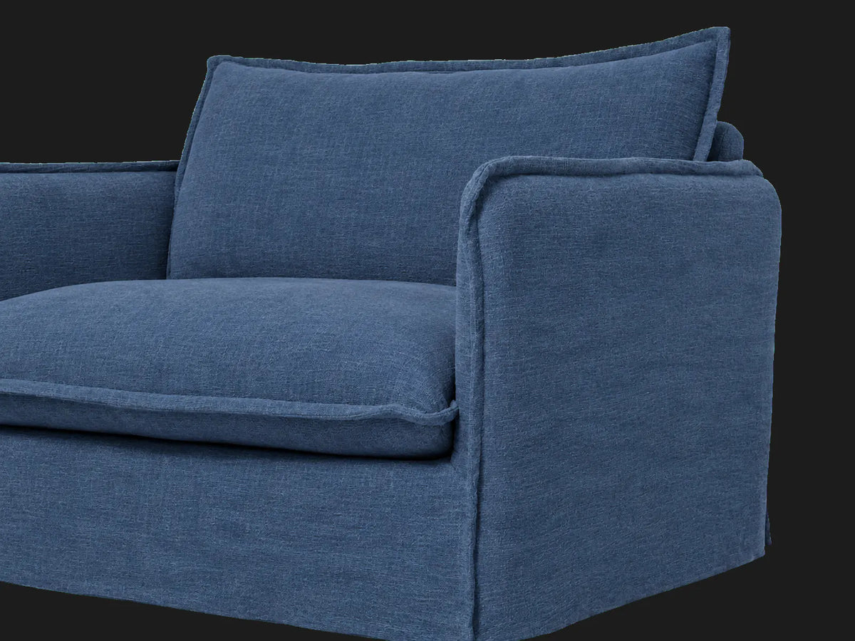 Neva Chair in Performance Linen Weave Bay - arm and seam detail