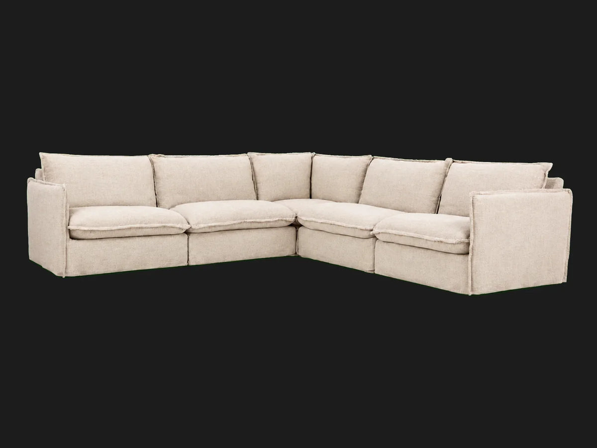 Neva Corner Sectional — Performance Linen Weave Beige hero