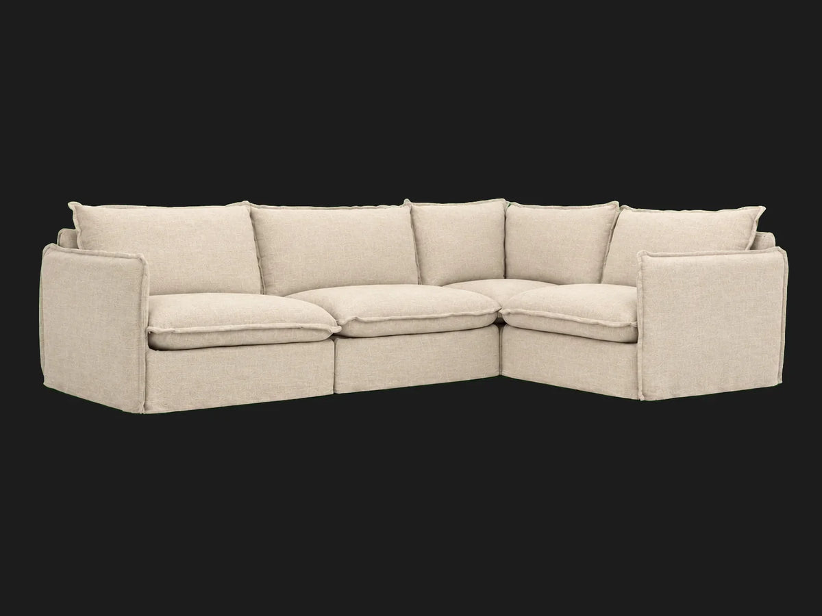 Neva L-Shape Sectional — Performance Linen Weave Beige hero