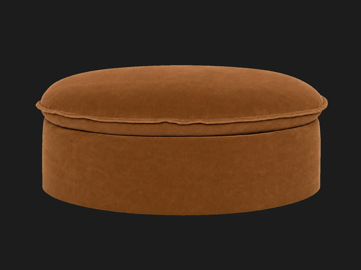 Neva Round Storage Ottoman in Performance Velvet Cider