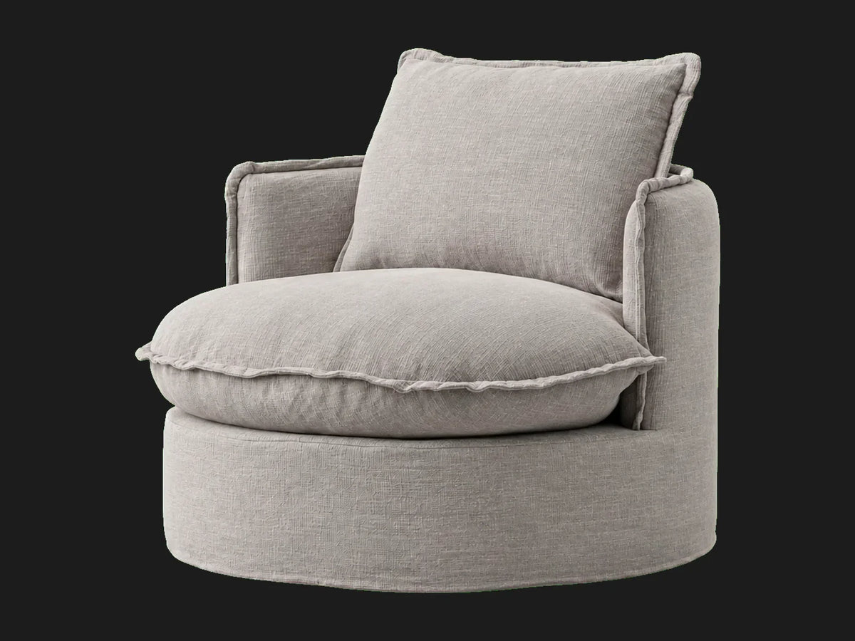 neva-round-swivel-chair #Fabric & Color_Heritage Belgian Linen Agate
