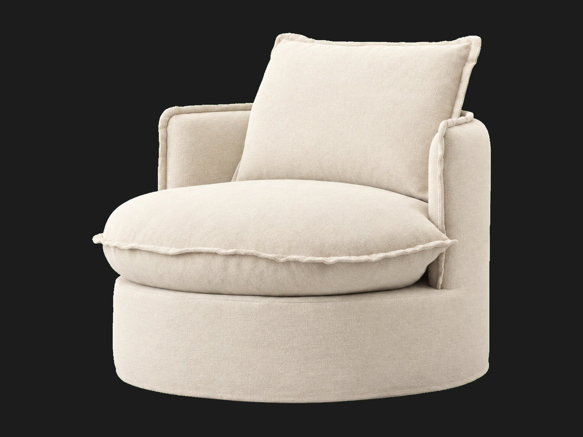 Neva Round Swivel Chair in Italian Brushed Wool Vanilla
