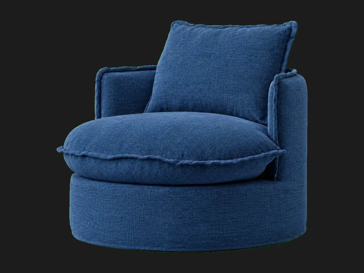 neva-round-swivel-chair #Fabric & Color_Performance Linen Weave Bay