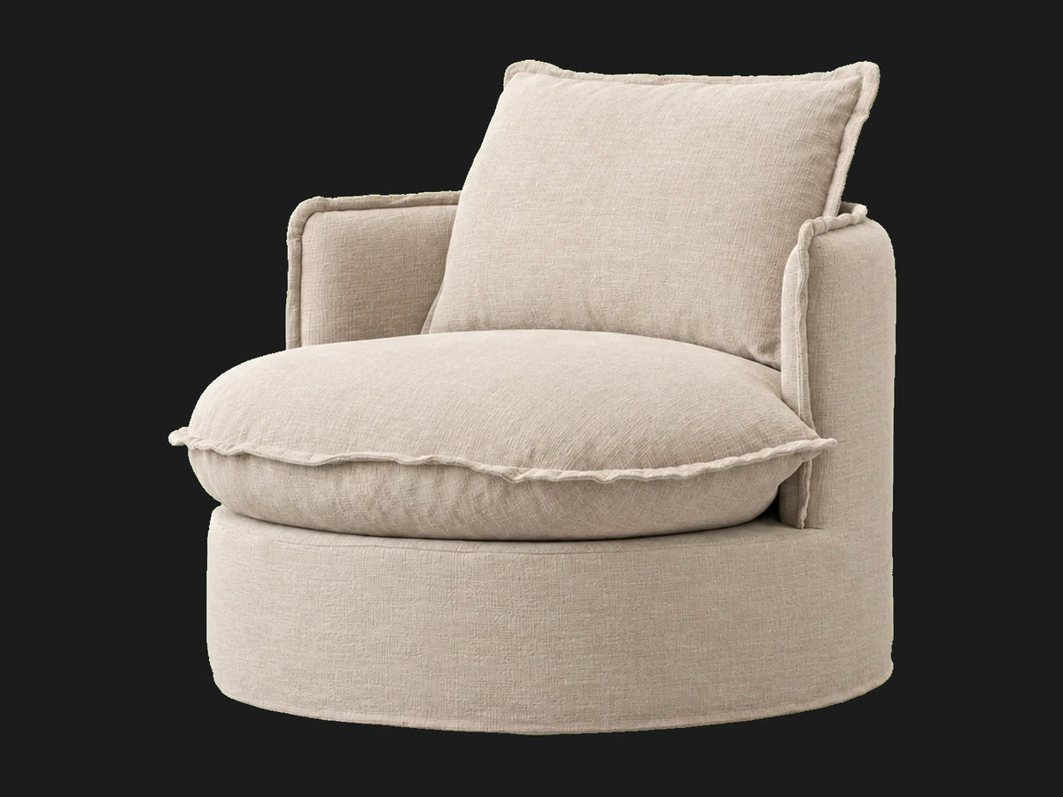 neva-round-swivel-chair #Fabric & Color_Performance Linen Weave Beige