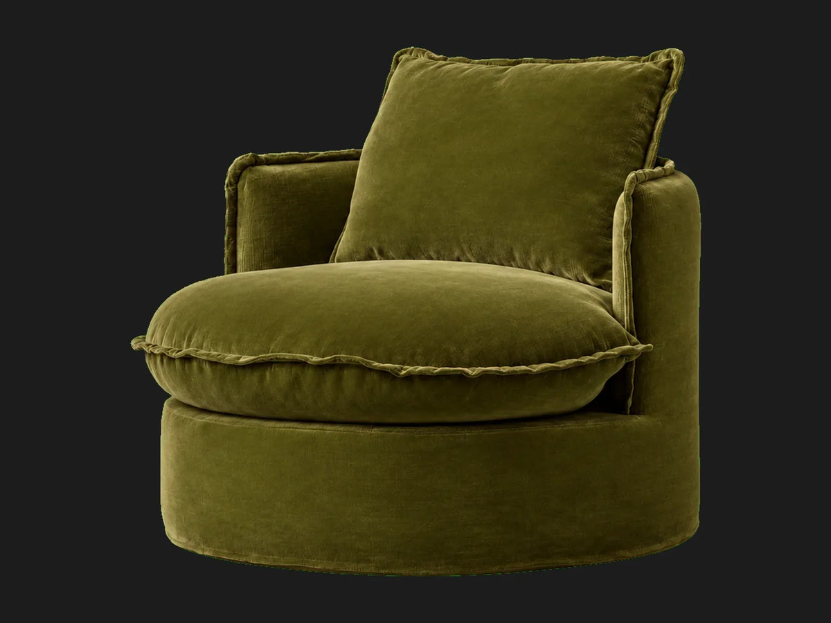 neva-round-swivel-chair #Fabric & Color_Performance Velvet Olive