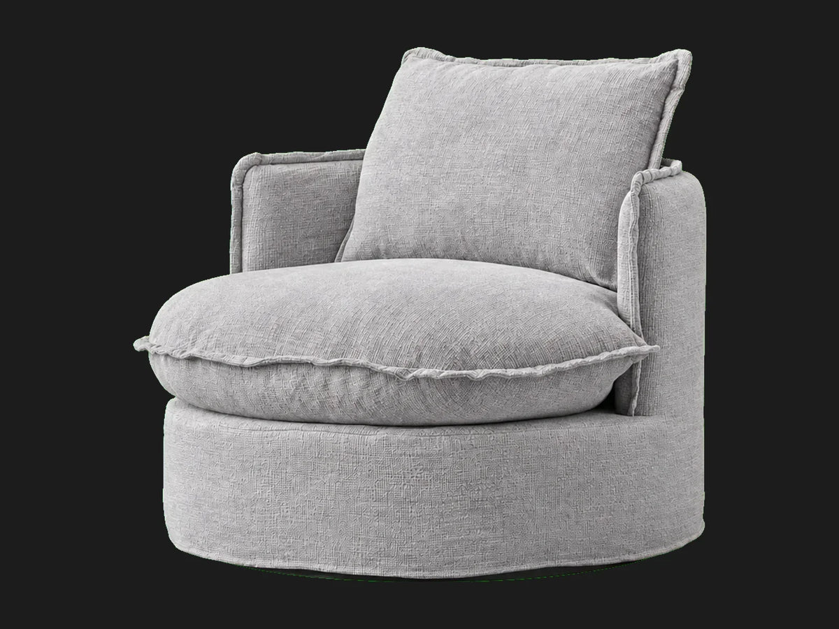 neva-round-swivel-chair #Fabric & Color_Performance Woven Chenille Rain