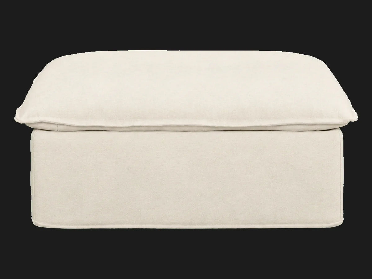 Neva Storage Ottoman in Italian Brushed Wool Vanilla, front view