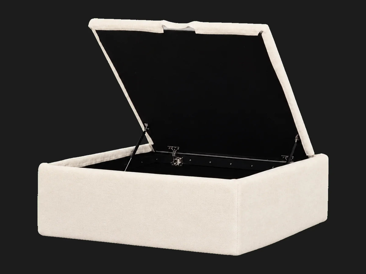 Neva Storage Ottoman open storage compartment and lift hardware