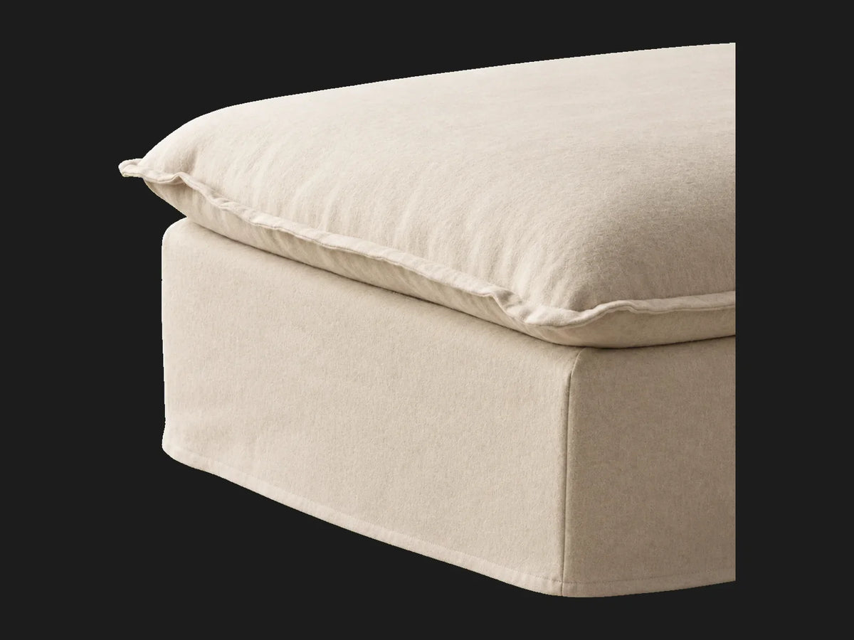 Neva Storage Ottoman in Italian Brushed Wool Vanilla, upholstery detail