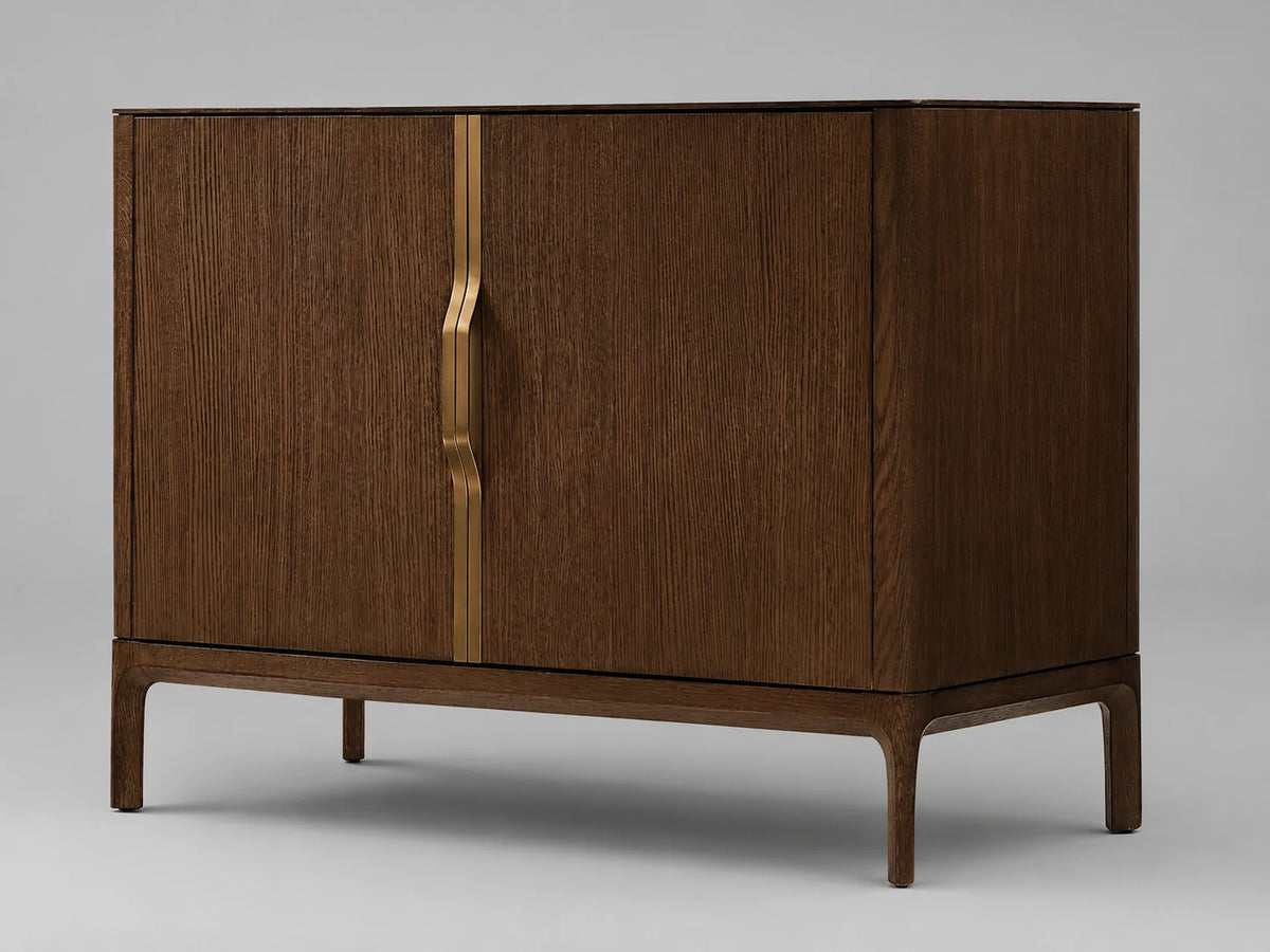 2-Door Oak Sideboard II, 45-degree view