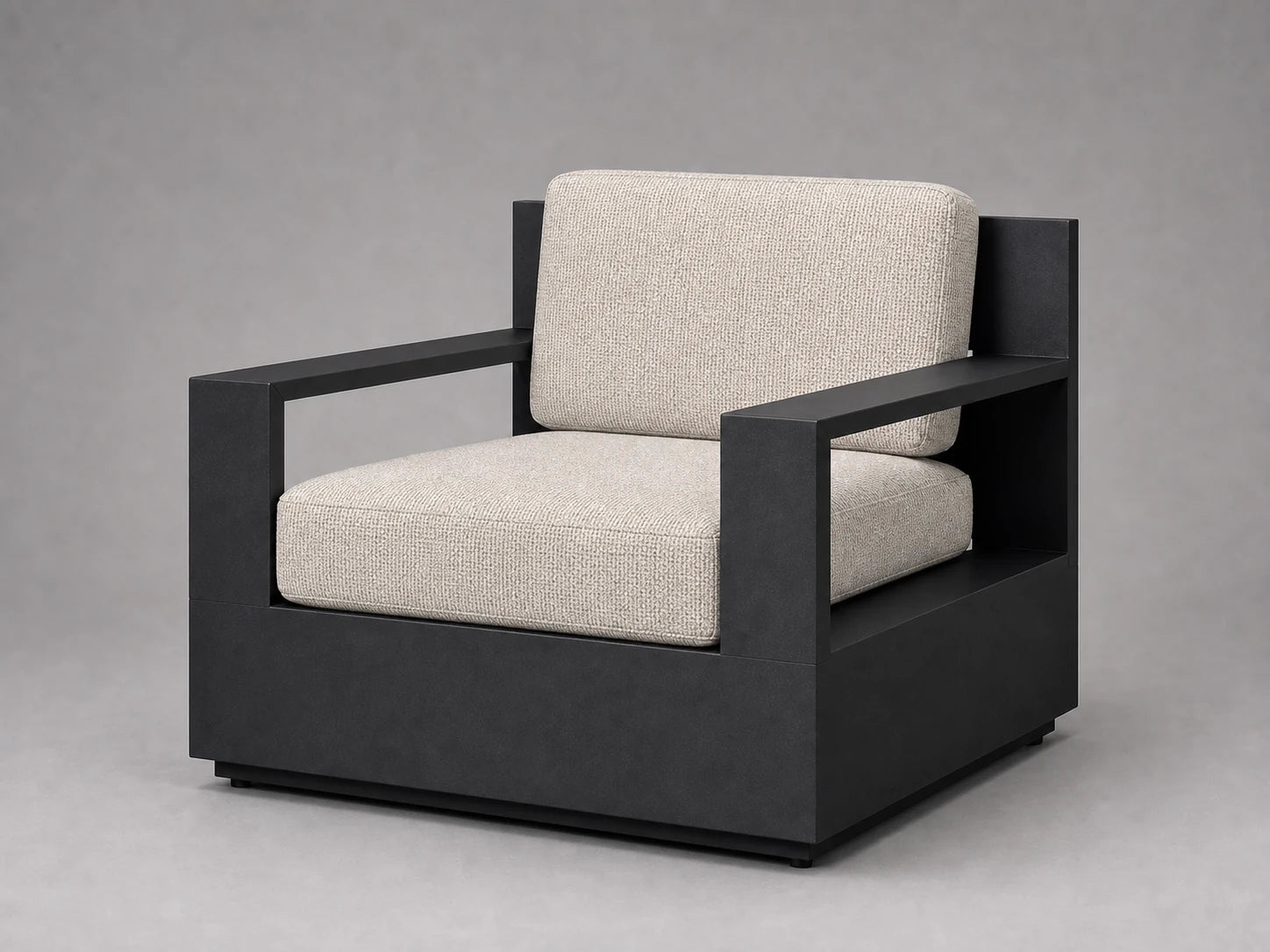 outdoor-lounge-chair-black-aluminum-frame-performance-fabric #Fabric & Color_Heritage Belgian Linen Alder