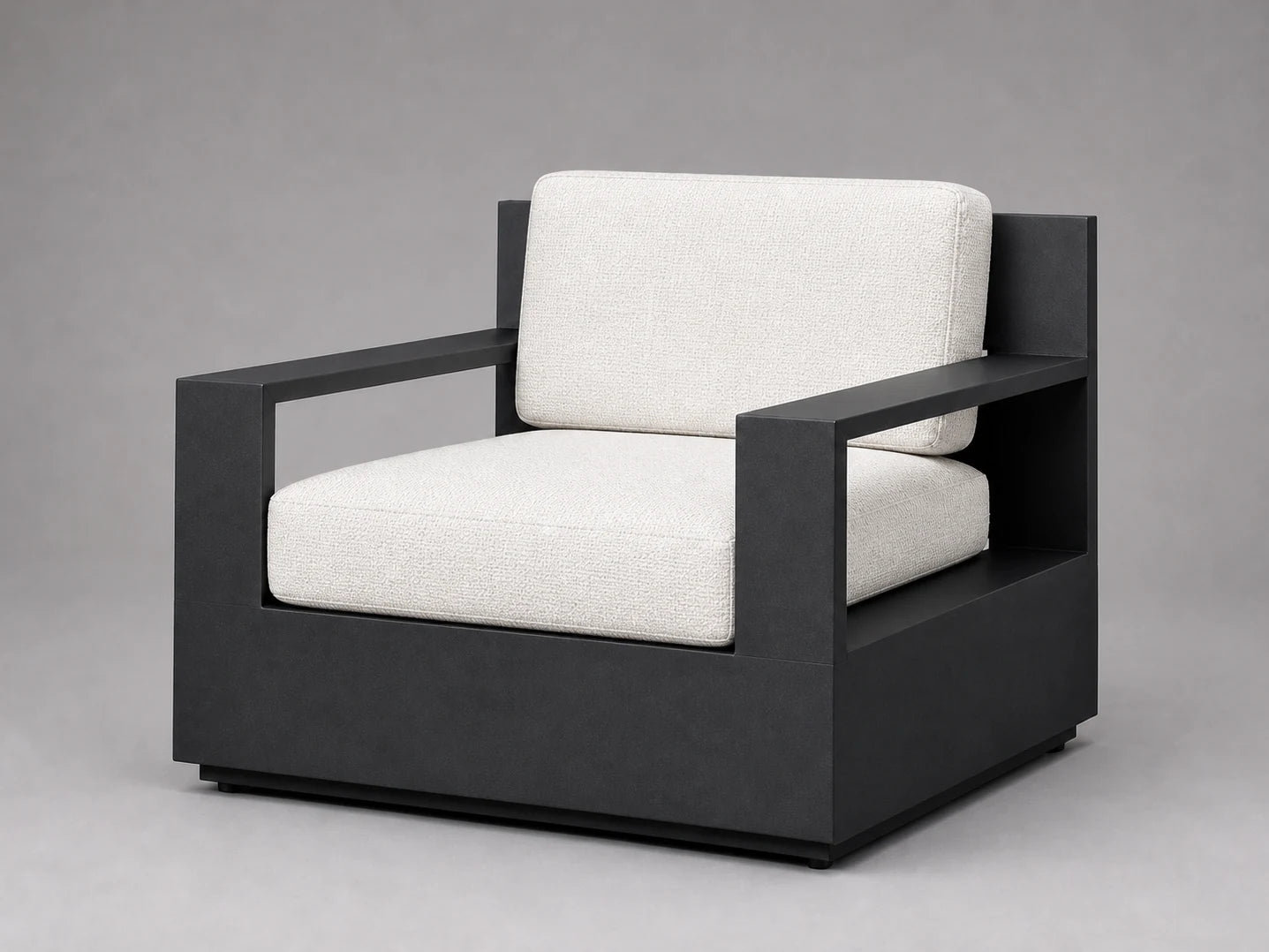 outdoor-lounge-chair-black-aluminum-frame-performance-fabric #Fabric & Color_Heritage Belgian Linen Egret