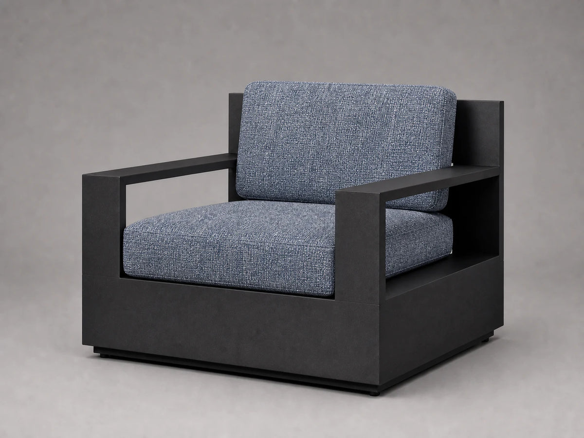 outdoor-lounge-chair-black-aluminum-frame-performance-fabric #Fabric & Color_Heritage Belgian Linen Lake