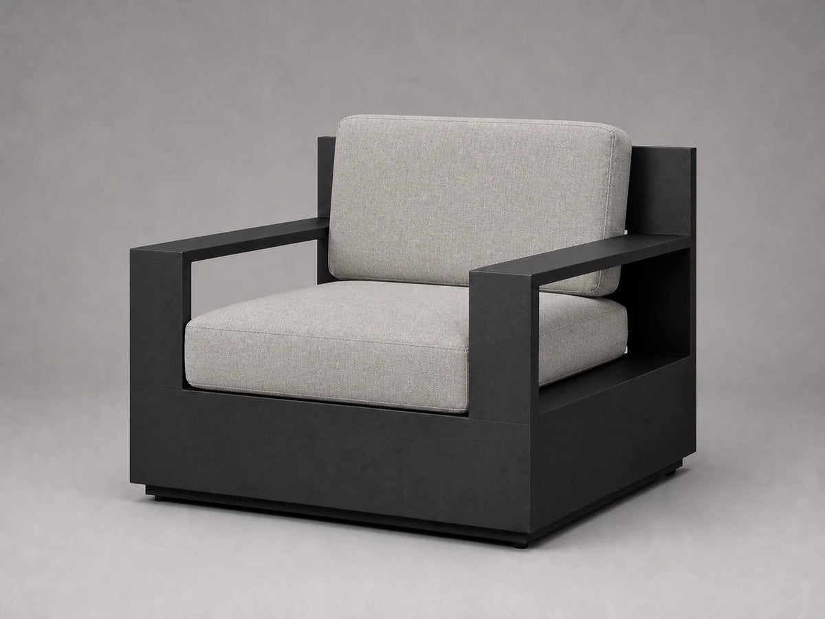 outdoor-lounge-chair-black-aluminum-frame-performance-fabric #Fabric & Color_Performance Linen Weave Cloud