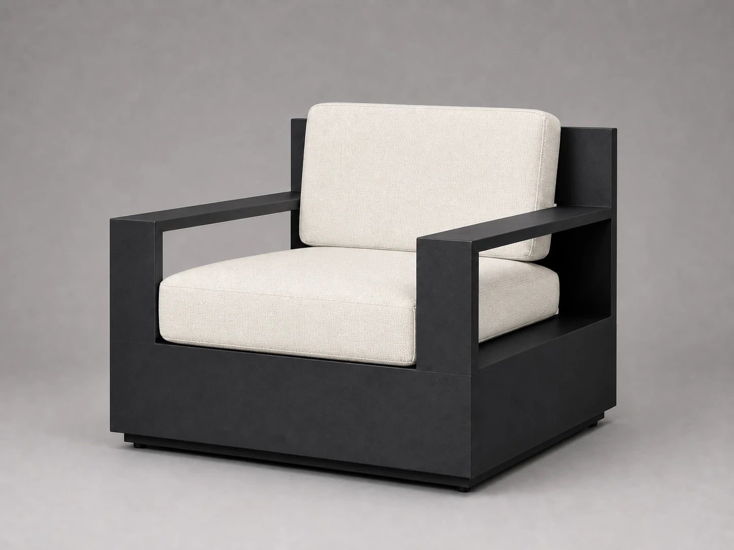 outdoor-lounge-chair-black-aluminum-frame-performance-fabric #Fabric & Color_Performance Linen Weave Flour