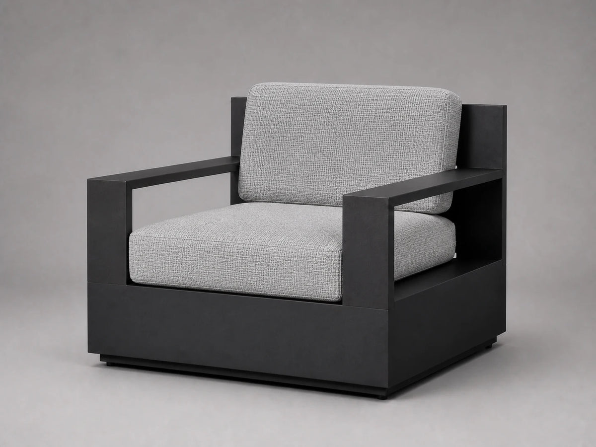 outdoor-lounge-chair-black-aluminum-frame-performance-fabric #Fabric & Color_Performance Woven Chenille Steel