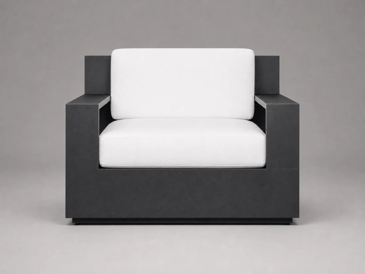 Outdoor Lounge Chair, Black Aluminum Frame, Performance Fabric - Front view