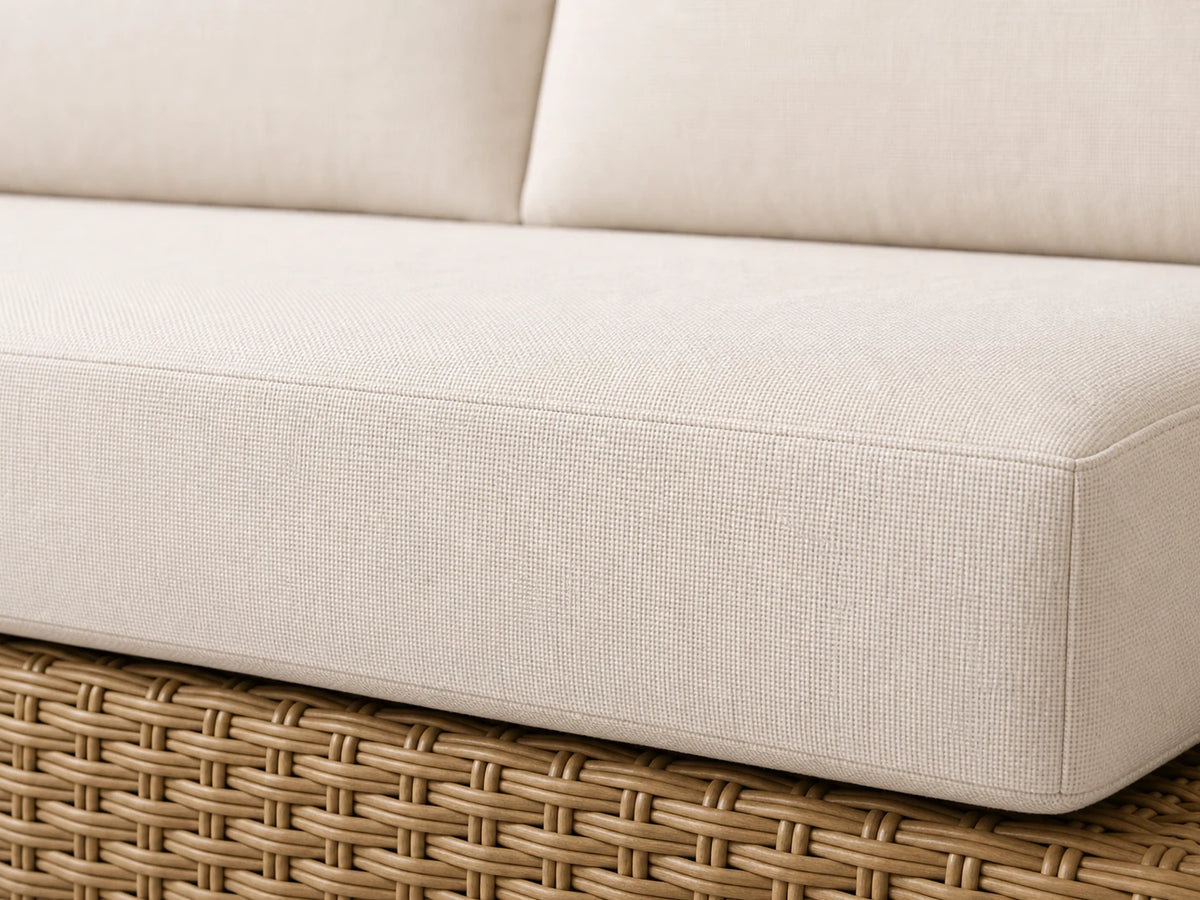 Outdoor Three-Seat Sofa, Rattan Frame, Performance Fabric, product view