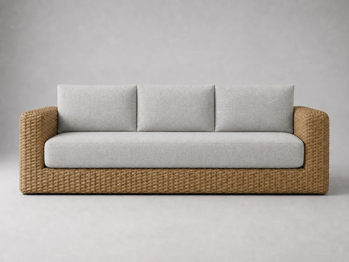 outdoor-three-seat-sofa-rattan-frame-performance-fabric #Fabric & Color_Heritage Belgian Linen Agate
