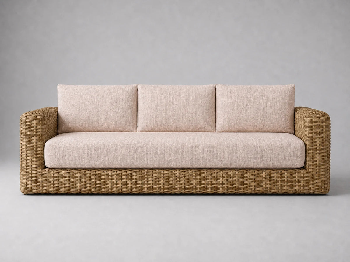 outdoor-three-seat-sofa-rattan-frame-performance-fabric #Fabric & Color_Heritage Belgian Linen Petal