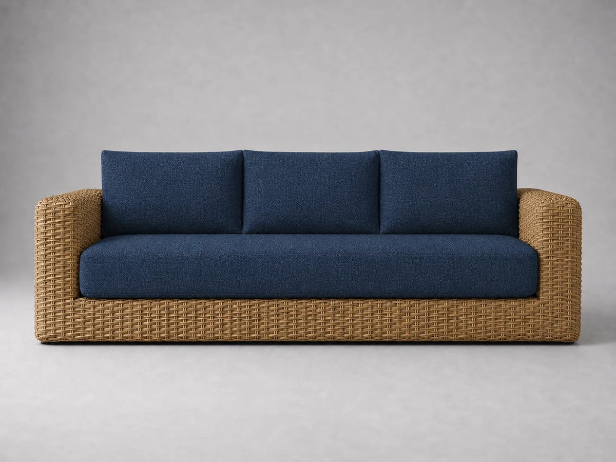 outdoor-three-seat-sofa-rattan-frame-performance-fabric #Fabric & Color_Performance Linen Weave Bay