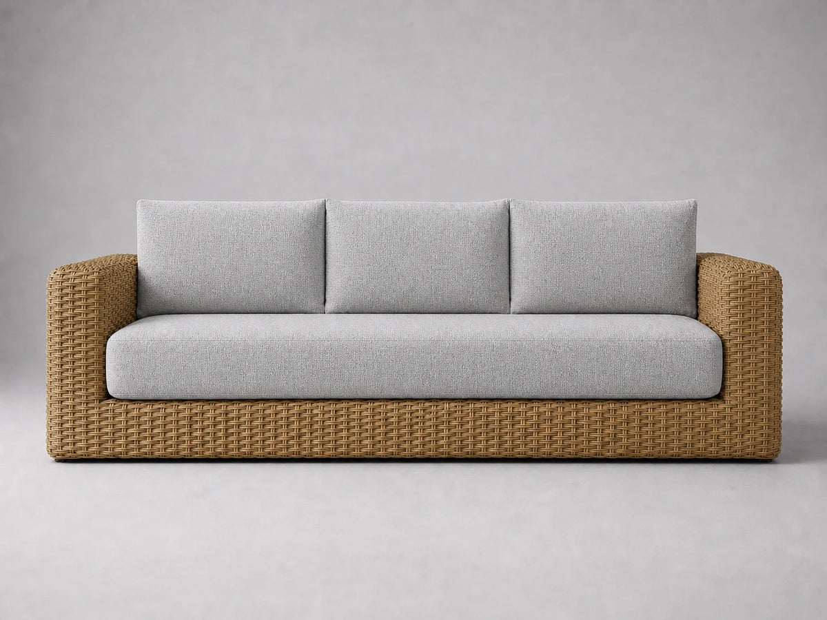outdoor-three-seat-sofa-rattan-frame-performance-fabric #Fabric & Color_Performance Woven Chenille Rain