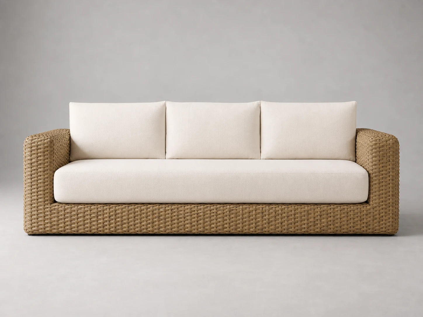 Outdoor Three-Seat Sofa, Rattan Frame, Performance Fabric, product view