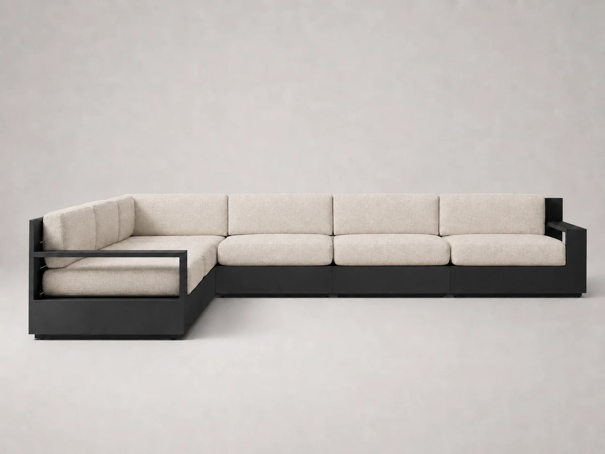 outdoor-modular-l-sectional-sofa-aluminum-frame-performance-fabric #Fabric & Color_Performance Linen Weave Beige