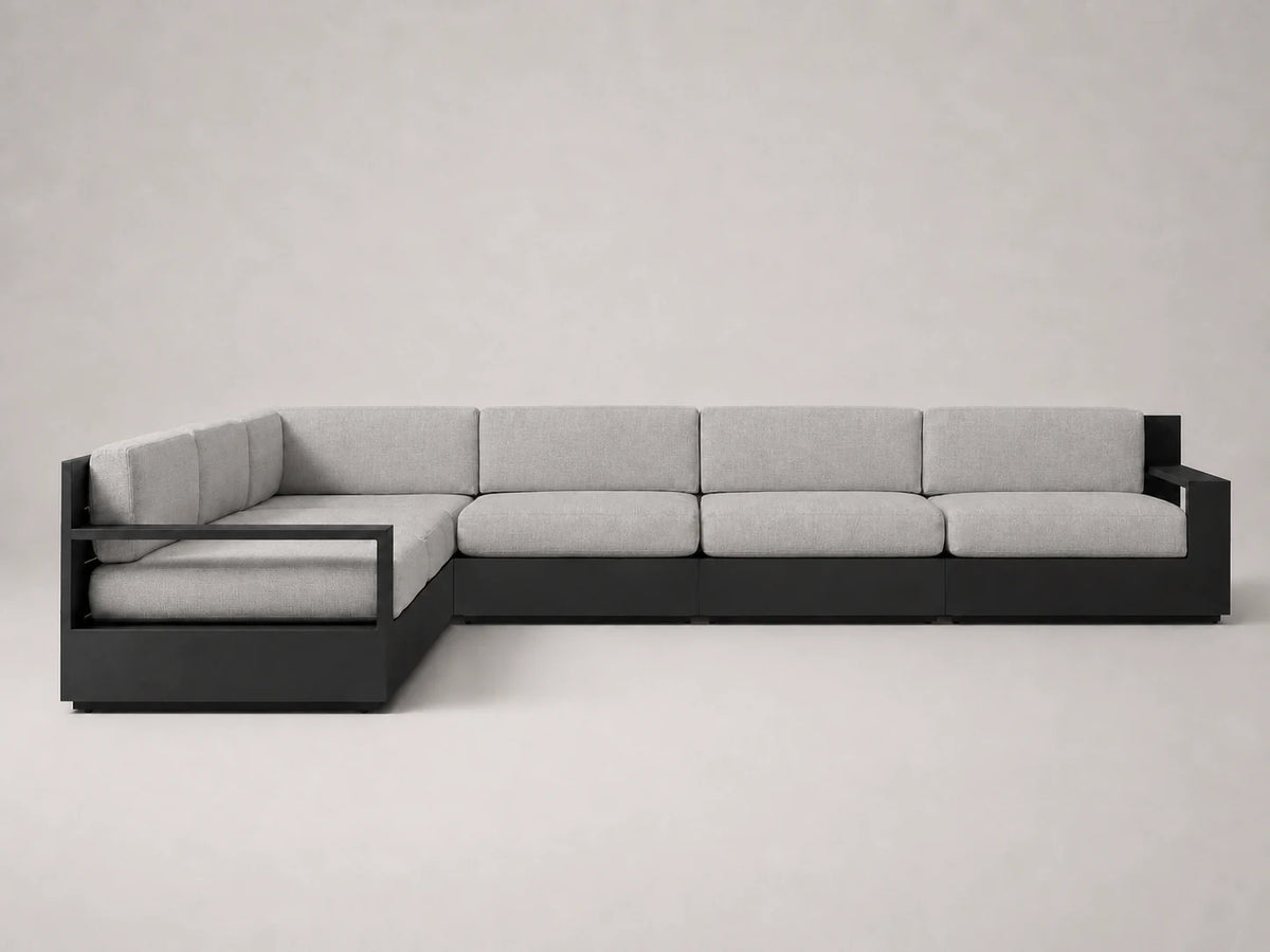 outdoor-modular-l-sectional-sofa-aluminum-frame-performance-fabric #Fabric & Color_Performance Linen Weave Cloud