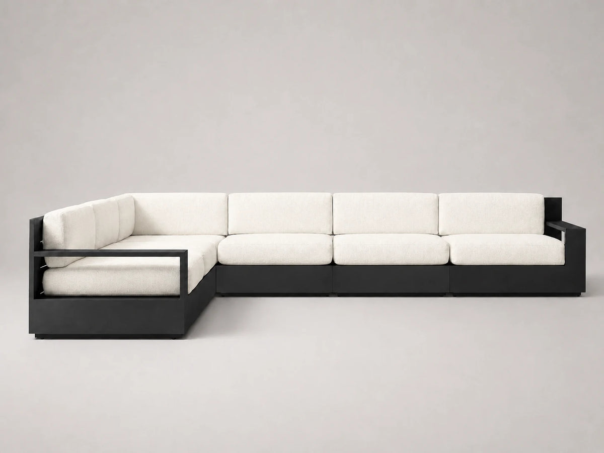outdoor-modular-l-sectional-sofa-aluminum-frame-performance-fabric #Fabric & Color_Performance Linen Weave Flour