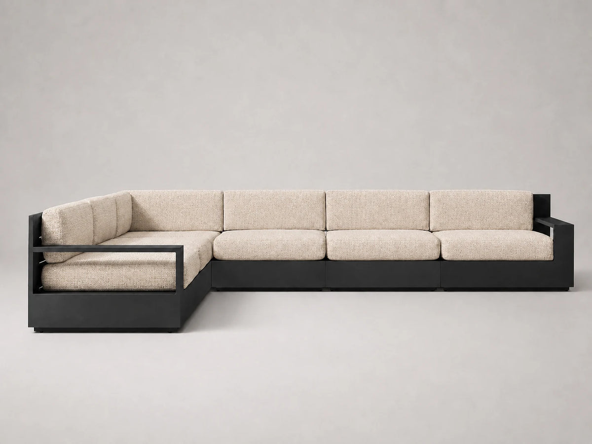 outdoor-modular-l-sectional-sofa-aluminum-frame-performance-fabric #Fabric & Color_Performance Woven Chenille Desert