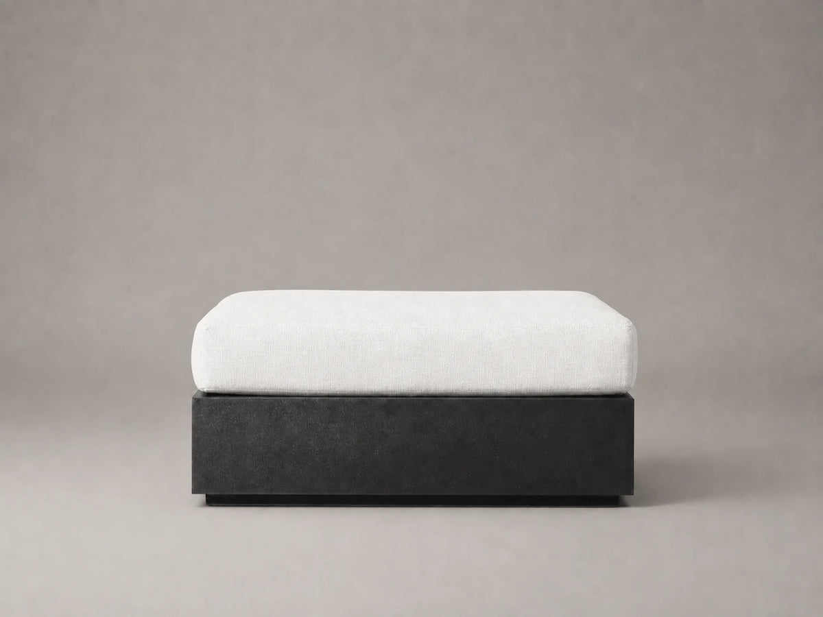 outdoor-ottoman-aluminum-frame-performance-fabric #Fabric & Color_Performance Linen Weave Pure White