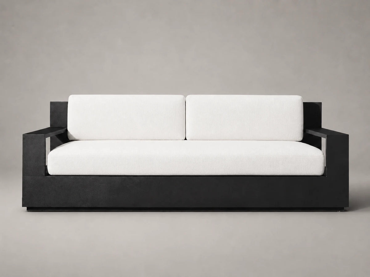 outdoor-two-seat-sofa-aluminum-frame-performance-fabric #Fabric & Color_Performance Linen Weave Pure White