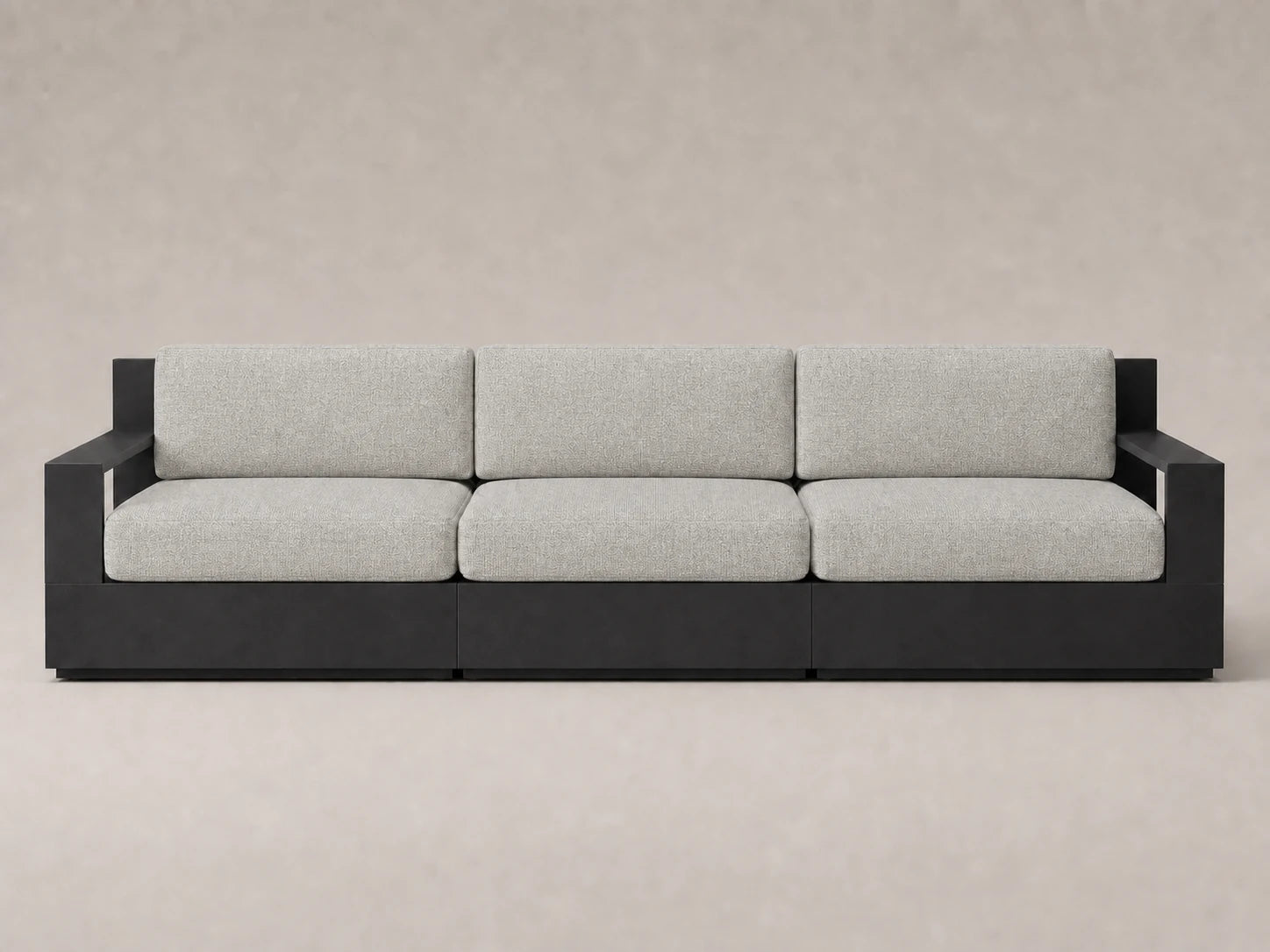 outdoor-modular-three-seat-sofa-aluminum-frame-performance-fabric #Fabric & Color_Heritage Belgian Linen Agate