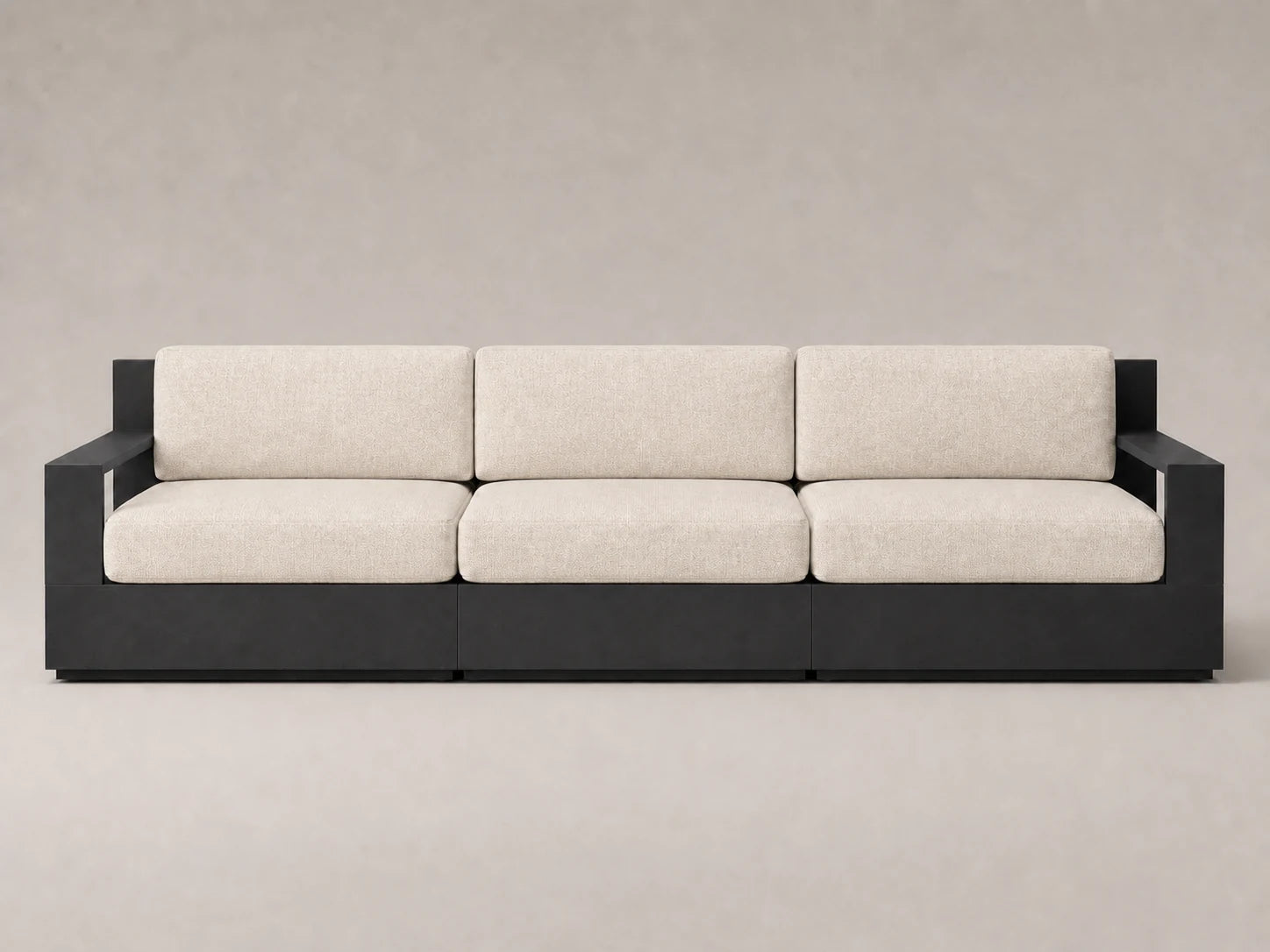 outdoor-modular-three-seat-sofa-aluminum-frame-performance-fabric #Fabric & Color_Performance Woven Chenille Desert