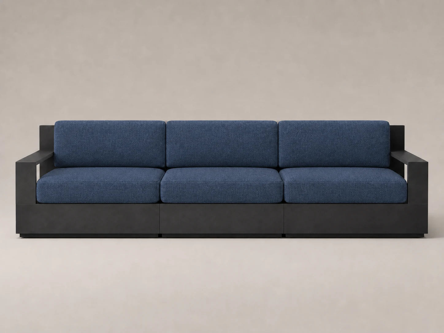 outdoor-modular-three-seat-sofa-aluminum-frame-performance-fabric #Fabric & Color_Performance Linen Weave Bay