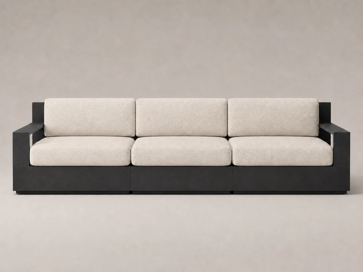 outdoor-modular-three-seat-sofa-aluminum-frame-performance-fabric #Fabric & Color_Performance Linen Weave Beige