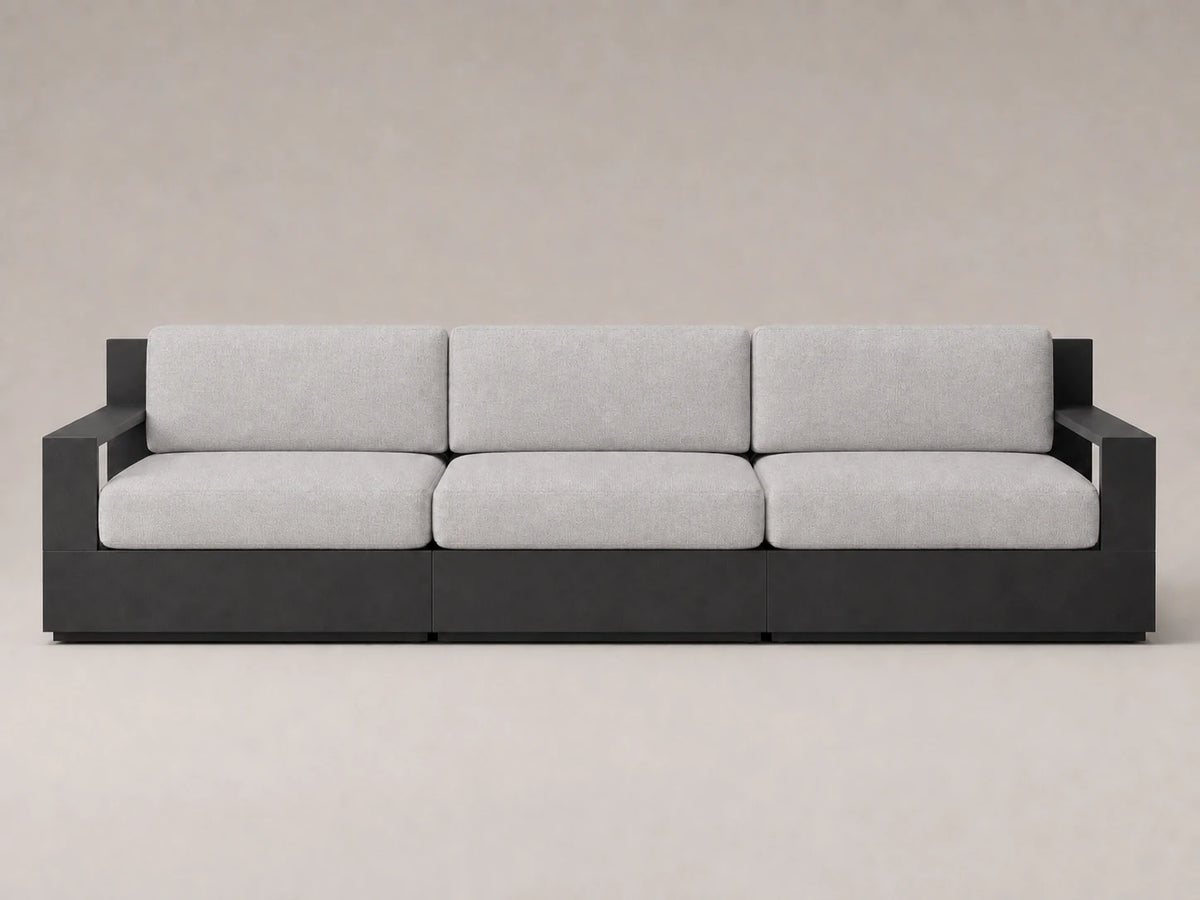 outdoor-modular-three-seat-sofa-aluminum-frame-performance-fabric #Fabric & Color_Performance Linen Weave Cloud