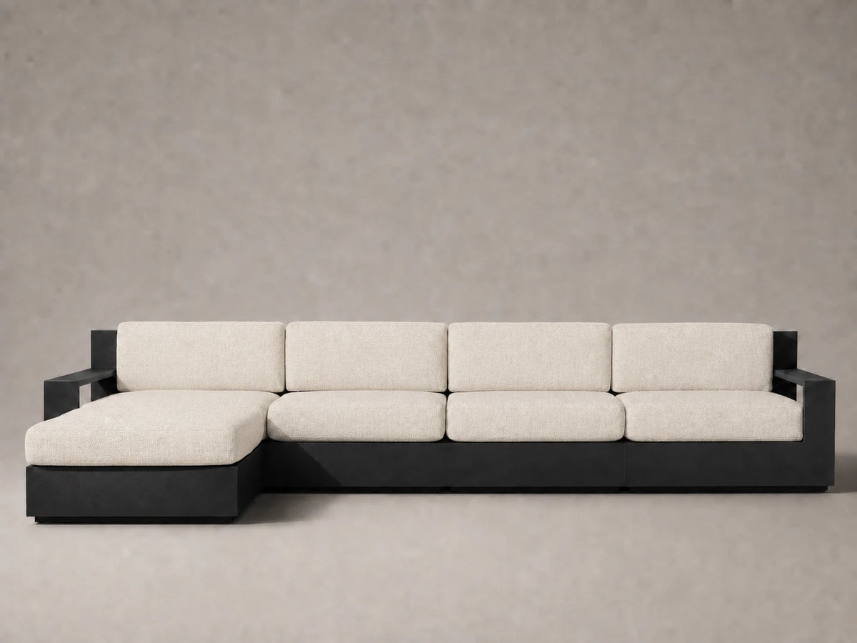 outdoor-modular-chaise-sofa-aluminum-frame-performance-fabric #Fabric & Color_Performance Woven Chenille Desert