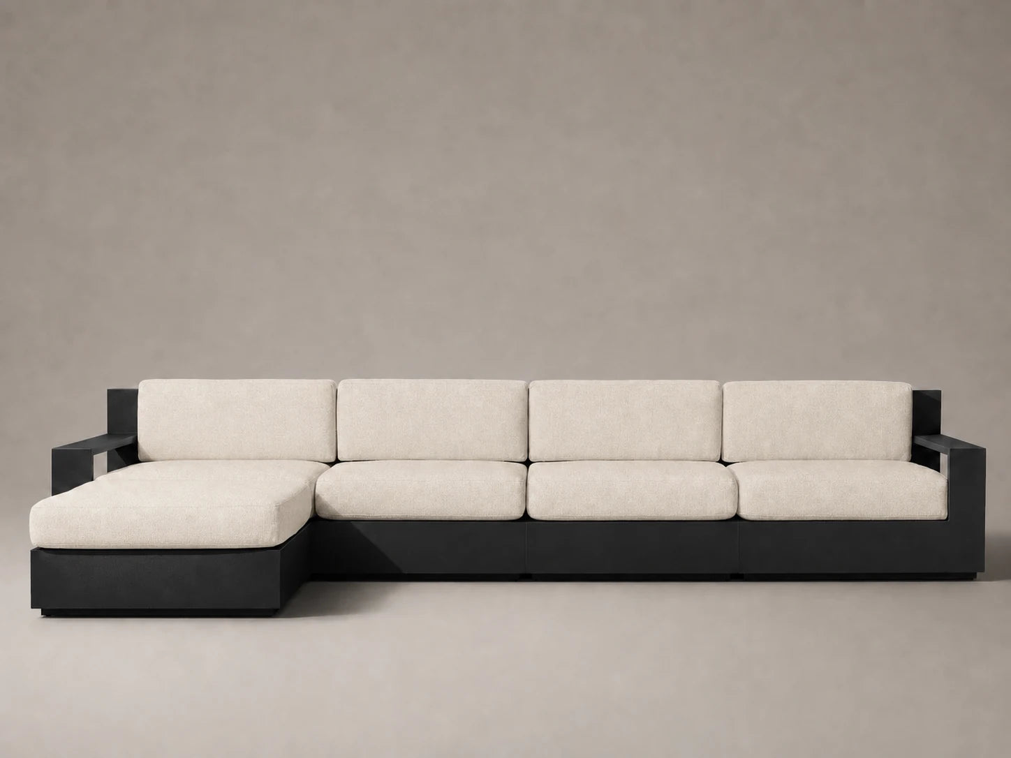 outdoor-modular-chaise-sofa-aluminum-frame-performance-fabric #Fabric & Color_Performance Linen Weave Beige