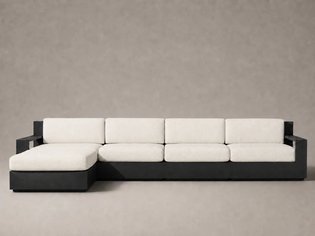 outdoor-modular-chaise-sofa-aluminum-frame-performance-fabric #Fabric & Color_Performance Linen Weave Flour