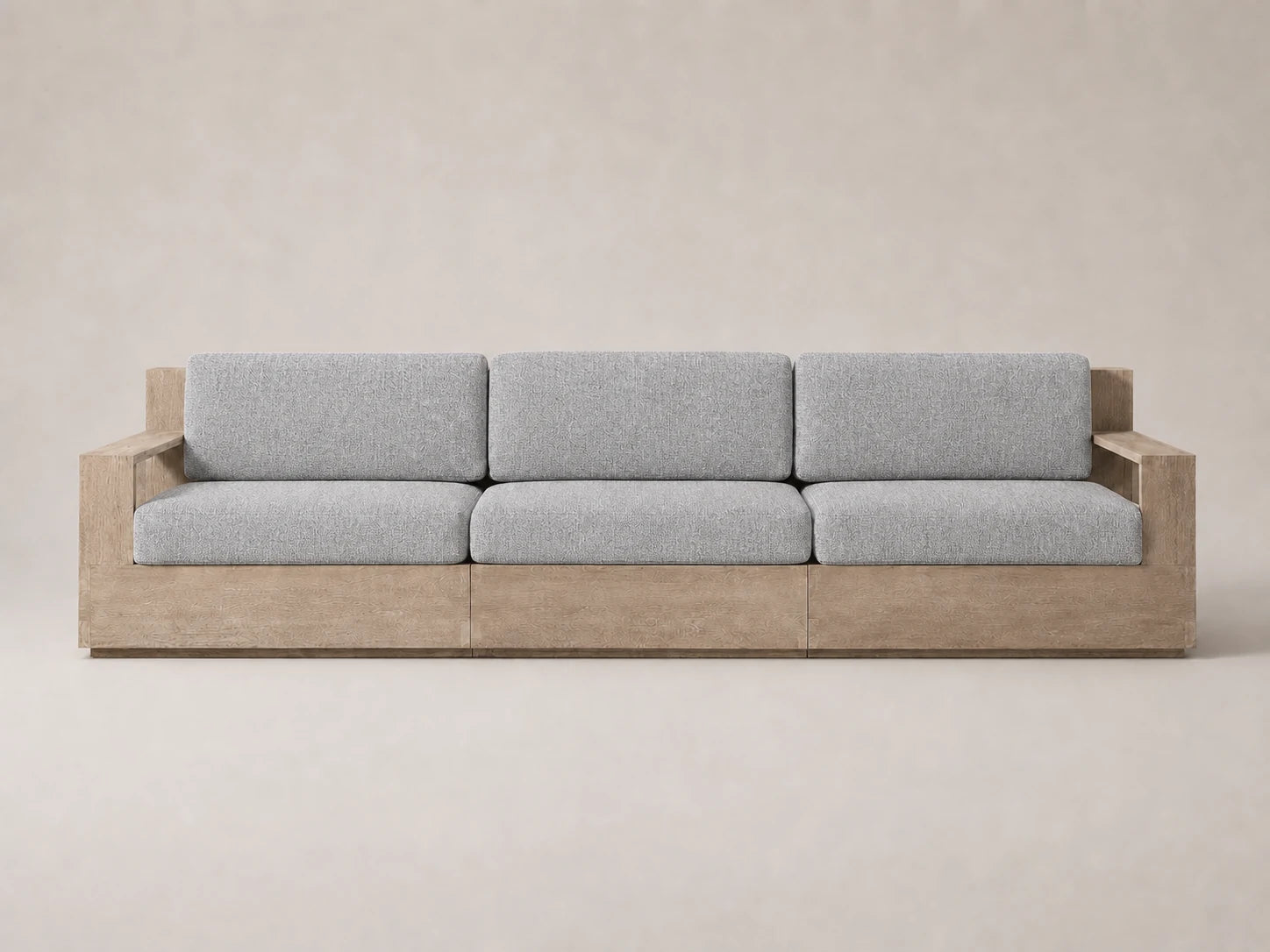 outdoor-three-seat-sofa-teak-frame-performance-fabric #Fabric & Color_Performance Woven Chenille Steel