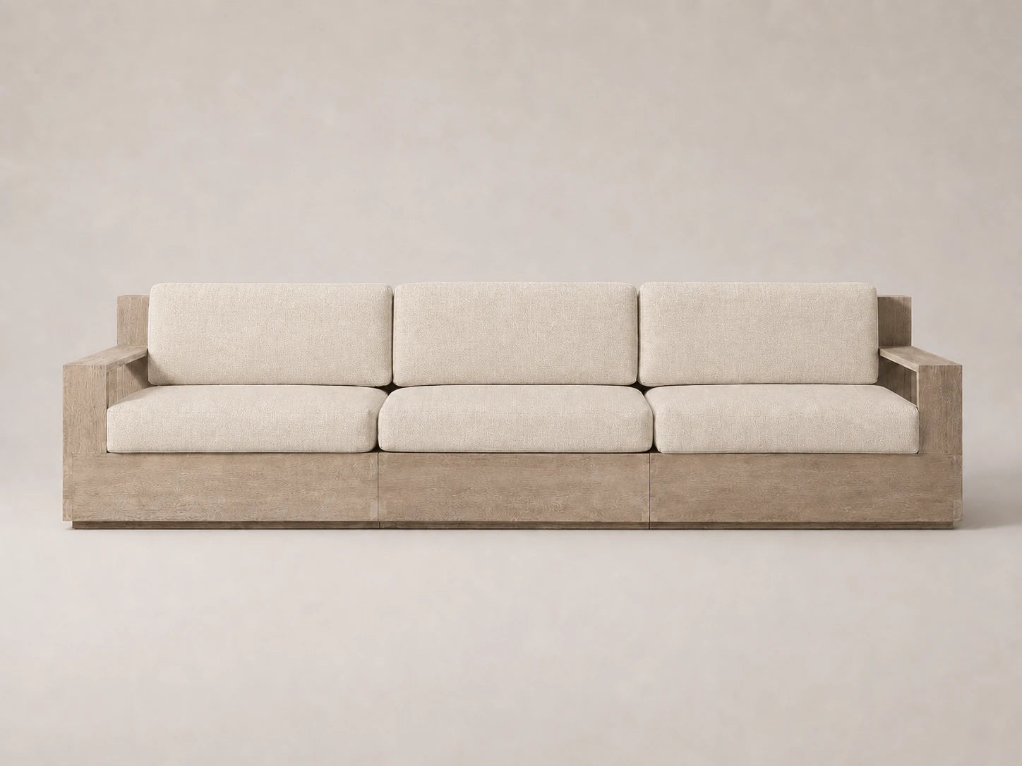 outdoor-three-seat-sofa-teak-frame-performance-fabric #Fabric & Color_Performance Linen Weave Beige