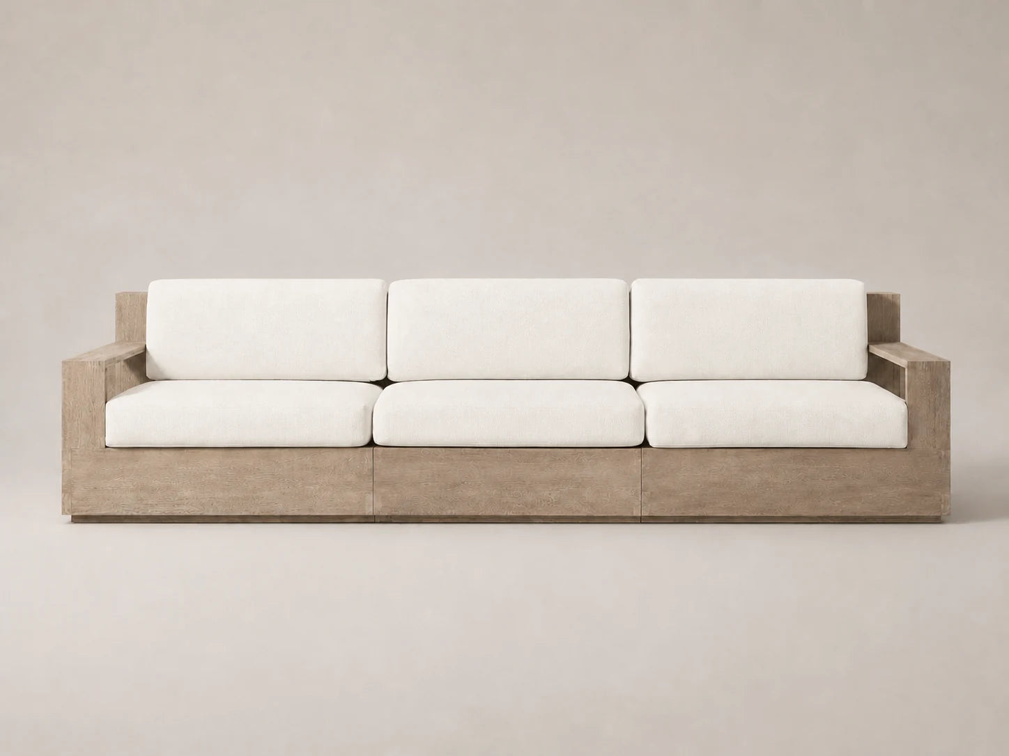 outdoor-three-seat-sofa-teak-frame-performance-fabric #Fabric & Color_Performance Linen Weave Flour