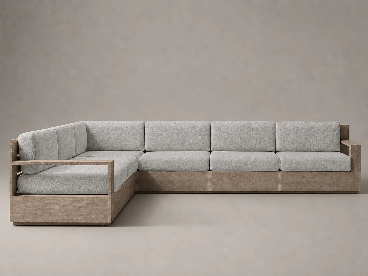 outdoor-l-sectional-sofa-teak-frame-performance-fabric #Fabric & Color_Heritage Belgian Linen Agate